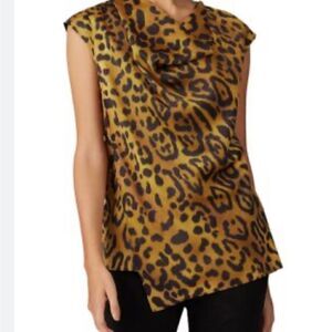 Adam Lippes leopard cowl neck top. EUC size 2